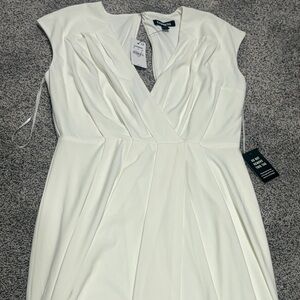 Express White Dress XS NWT | Sleeveless Wrap Front | Elegant Midi